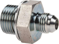 Voss - 9/16-18 x 1/2 Male Thread, Zinc Plated Carbon Steel Industrial Pipe Adapter - MJIC x MBSPP - Benchmark Tooling