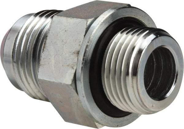 Voss - 3/4-16 x 3/8 Male Thread, Zinc Plated Carbon Steel Industrial Pipe Adapter - MJIC x MBSPP - Benchmark Tooling