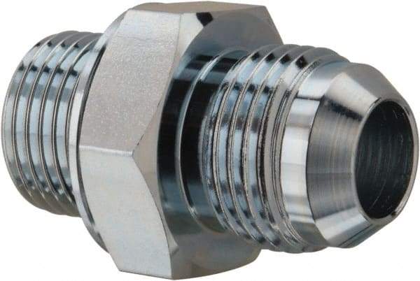 Voss - 7/8-14 x 1/2 Male Thread, Zinc Plated Carbon Steel Industrial Pipe Adapter - MJIC x MBSPP - Benchmark Tooling