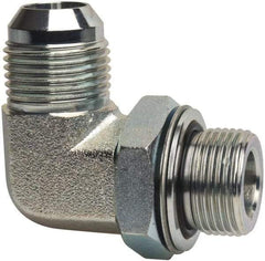 Voss - 1-1/16 - 12 x 3/4 Male Thread, Zinc Plated Carbon Steel Industrial Pipe 90° Elbow Adapter - MJIC x MBSPP - Benchmark Tooling