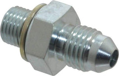 Voss - 7/16-20 x M10x1 Male Thread, Zinc Plated Carbon Steel Industrial Pipe Adapter - MJIC x Male Metric - Benchmark Tooling