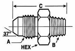 Voss - 3/4-16 x M18x1.5 Male Thread, Zinc Plated Carbon Steel Industrial Pipe Adapter - MJIC x Metric Tube Seat - Benchmark Tooling