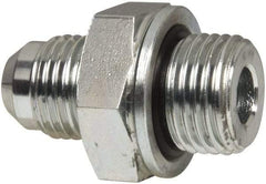 Voss - 9/16-18 x M16x1.5 Male Thread, Zinc Plated Carbon Steel Industrial Pipe Adapter - MJIC x Male Metric - Benchmark Tooling