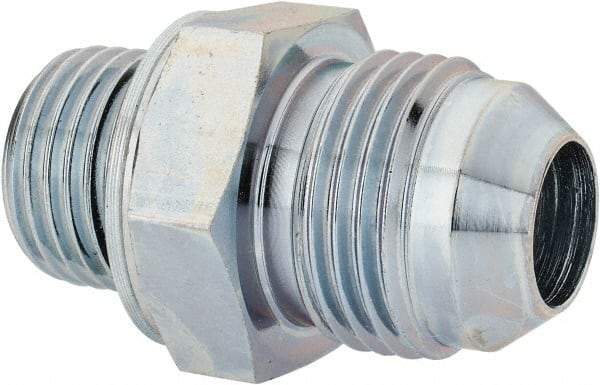 Voss - 3/4-16 x M16x1.5 Male Thread, Zinc Plated Carbon Steel Industrial Pipe Adapter - MJIC x Male Metric - Benchmark Tooling