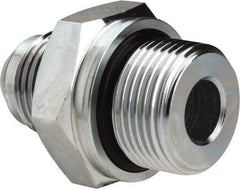 Voss - 3/4-16 x M22x1.5 Male Thread, Zinc Plated Carbon Steel Industrial Pipe Adapter - MJIC x Male Metric - Benchmark Tooling