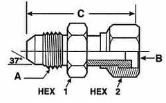 Voss - 9/16-18 Male Thread x 11/16-16 Female Thread, Zinc Plated Carbon Steel Industrial Pipe Adapter - MJIC x FORFS - Benchmark Tooling