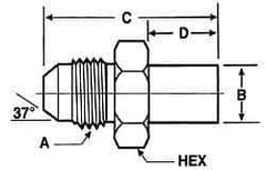 Voss - 3/4-16 x M12 Male Thread, Zinc Plated Carbon Steel Industrial Pipe Adapter - MJIC x Metric Standpipe - Benchmark Tooling