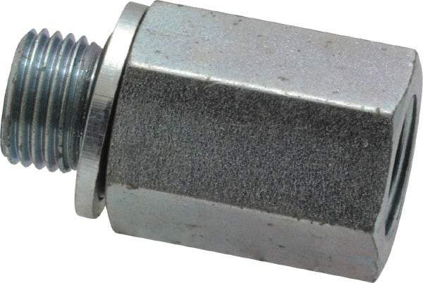 Voss - 1/8 Male Thread x 1/8 Female Thread, Zinc Plated Carbon Steel Industrial Pipe Adapter - MBSPP x FNPT - Benchmark Tooling