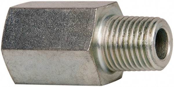 Voss - 1/4 Male Thread x 1/4 Female Thread, Zinc Plated Carbon Steel Industrial Pipe Adapter - MBSPT x FNPT - Benchmark Tooling