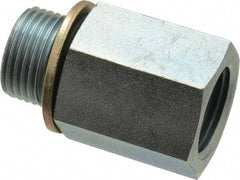 Voss - 3/8 Male Thread x 3/8 Female Thread, Zinc Plated Carbon Steel Industrial Pipe Adapter - MBSPP x FNPT - Benchmark Tooling