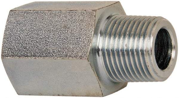 Voss - 3/8 Male Thread x 3/8 Female Thread, Zinc Plated Carbon Steel Industrial Pipe Adapter - MBSPT x FNPT - Benchmark Tooling