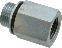 Voss - 1/2 Male Thread x 1/2 Female Thread, Zinc Plated Carbon Steel Industrial Pipe Adapter - MBSPP x FNPT - Benchmark Tooling