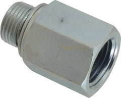 Voss - M18x1.5 Male Thread x 1/2 Female Thread, Zinc Plated Carbon Steel Industrial Pipe Adapter - Male Metric x FNPT - Benchmark Tooling