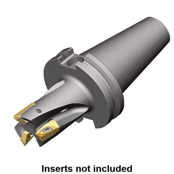 Kennametal - 1" Cut Diam, 18.03mm Max Depth of Cut, 182.55mm OAL, Indexable Square Shoulder Helical End Mill - E.. 18.. Inserts, CAT 40 Taper Shank, 0° Lead Angle, Through Coolant, Series Mill 1-18 - Benchmark Tooling