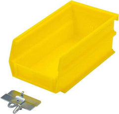 Triton - 7-3/8" Deep, Yellow Polypropylene Hopper Stacking Bin - 3" High x 4-1/8" Wide x 7-3/8" Long - Benchmark Tooling