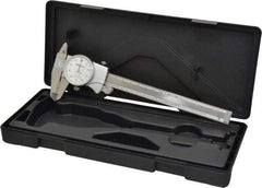 Mitutoyo - 0mm to 6" Range, 0.001" Graduation, 0.1" per Revolution, Dial Caliper - White Face, 1-9/16" Jaw Length, Accurate to 0.0010" - Benchmark Tooling