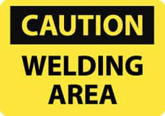 NMC - "Caution - Welding Area", 7" Long x 10" Wide, Pressure-Sensitive Vinyl Safety Sign - Rectangle, 0.004" Thick, Use for Accident Prevention - Benchmark Tooling