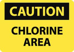 NMC - "Caution - Chlorine Area", 7" Long x 10" Wide, Pressure-Sensitive Vinyl Safety Sign - Rectangle, 0.004" Thick, Use for Hazardous Materials - Benchmark Tooling