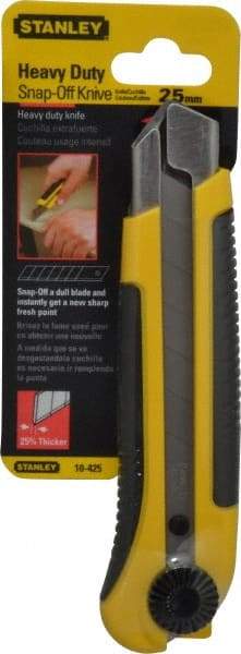 Stanley - Snap Utility Knife - 5-7/16" Blade, Yellow & Black ABS/Rubber Handle, 1 Blade Included - Benchmark Tooling