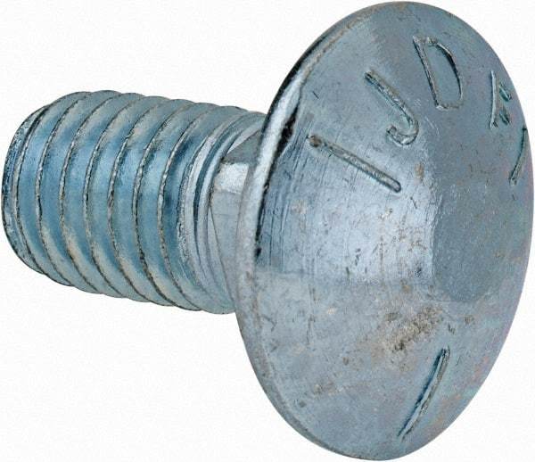 Value Collection - 1/2-13 UNC 1" Length Under Head, Standard Square Neck, Carriage Bolt - Grade 5 Steel, Zinc-Plated Finish - Benchmark Tooling