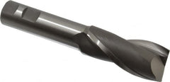 Hertel - 1-3/8", 3" LOC, 1" Shank Diam, 6-1/2" OAL, 2 Flute, High Speed Steel Square End Mill - Single End, Uncoated, Spiral Flute, 30° Helix, Centercutting, Right Hand Cut, Right Hand Flute - Benchmark Tooling