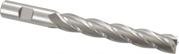 Hertel - 5/8", 4" LOC, 5/8" Shank Diam, 6-1/8" OAL, 4 Flute, High Speed Steel Square End Mill - Single End, Uncoated, Spiral Flute, 30° Helix, Centercutting, Right Hand Cut, Right Hand Flute - Benchmark Tooling