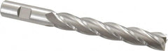 Hertel - 5/8", 4" LOC, 5/8" Shank Diam, 6-1/8" OAL, 4 Flute, High Speed Steel Square End Mill - Single End, Uncoated, Spiral Flute, 30° Helix, Centercutting, Right Hand Cut, Right Hand Flute - Benchmark Tooling