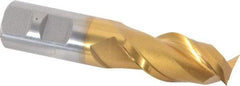 Hertel - 7/8", 1-7/8" LOC, 7/8" Shank Diam, 4-1/8" OAL, 2 Flute, High Speed Steel Square End Mill - Single End, TiN Finish, Spiral Flute, 42° Helix, Centercutting, Right Hand Cut, Right Hand Flute - Benchmark Tooling