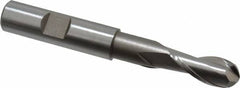 Hertel - 7/16" Diam, 1" LOC, 2 Flute High Speed Steel Ball End Mill - Uncoated, Single End, 3-11/16" OAL, 1/2" Shank Diam, Spiral Flute - Benchmark Tooling
