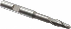 Hertel - 5/16" Diam, 3/4" LOC, 2 Flute Cobalt Ball End Mill - Uncoated, Single End, 3-5/16" OAL, 3/8" Shank Diam, Spiral Flute - Benchmark Tooling