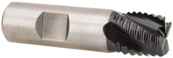 Hertel - 5/8" Diam, Coarse Pitch, 2-1/2" LOC, 4 Flute Cobalt Roughing Square End Mill - TiAlN Finish, 4-5/8" OAL, 5/8" Shank Diam, Single End, Centercutting, 30° Helix - Benchmark Tooling