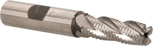 Hertel - 7/16" Diam, Fine Pitch, 1-1/4" LOC, 4 Flute Cobalt Roughing Square End Mill - Uncoated, 3-1/4" OAL, 1/2" Shank Diam, Single End, 30° Helix - Benchmark Tooling