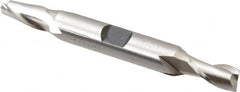 Hertel - 19/64", 9/16" LOC, 3/8" Shank Diam, 3-1/8" OAL, 2 Flute, Cobalt Square End Mill - Double End, Uncoated, Spiral Flute, 30° Helix, Centercutting, Right Hand Cut, Right Hand Flute - Benchmark Tooling