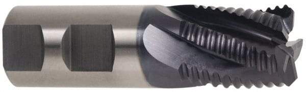 Hertel - 1-1/4" Diam, Coarse Pitch, 2" LOC, 6 Flute Cobalt Roughing Square End Mill - TiAlN Finish, 4-1/2" OAL, 1-1/4" Shank Diam, Single End, 30° Helix - Benchmark Tooling