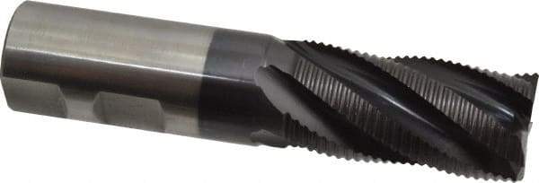Hertel - 1" Diam, Fine Pitch, 2" LOC, 5 Flute Cobalt Roughing Square End Mill - TiAlN Finish, 4-1/2" OAL, 1" Shank Diam, Single End, Centercutting, 30° Helix - Benchmark Tooling