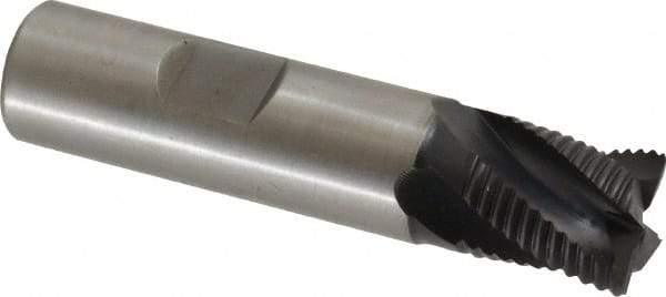 Hertel - 5/8" Diam, Fine Pitch, 5/8" LOC, 4 Flute Cobalt Roughing Square End Mill - TiAlN Finish, 2-3/4" OAL, 5/8" Shank Diam, Single End, Centercutting, 30° Helix - Benchmark Tooling