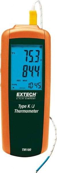 Extech - -328 to 2,501°F Digital Thermometer - LCD Display, K, J Thermocouple Sensor, 9V Battery Power - Benchmark Tooling