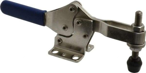 Gibraltar - 600 Lb Holding Capacity, Horizontal Handle, Manual Hold Down Toggle Clamp - 56° Handle Movement, 91° Bar Opening, U-Bar, Flanged Base, Electro-Plated Zinc, Stainless Steel - Benchmark Tooling