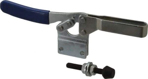 Gibraltar - 750 Lb Holding Capacity, Horizontal Handle, Manual Hold Down Toggle Clamp - 70° Handle Movement, 92° Bar Opening, U-Bar, Straight Base, Electro-Plated Zinc, Carbon Steel - Benchmark Tooling