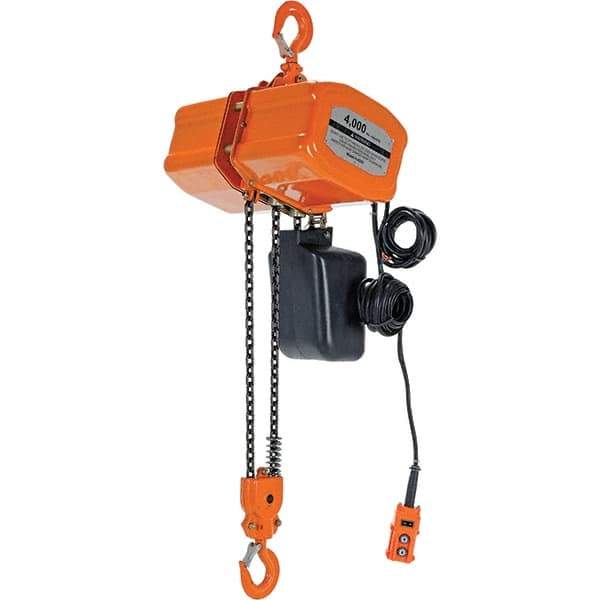 Vestil - 2 Ton Capacity, 16 FPM Lift Speed, 230 Volt, Electric Chain Hoist - 2.1 Output hp, 15' Max Lift - Benchmark Tooling