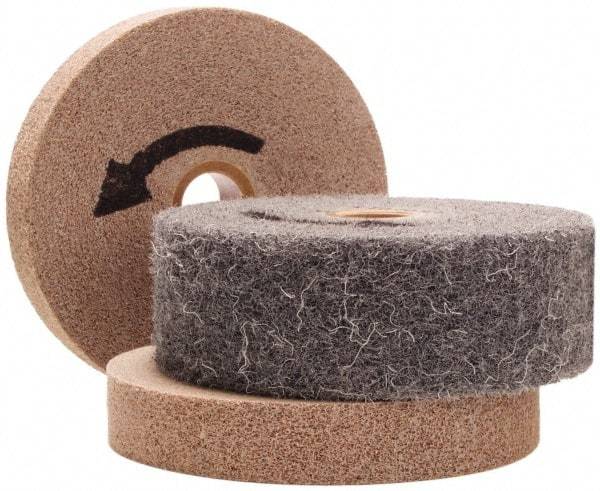 Merit Abrasives - 8" Diam, 2" Face Width, 3" Center Hole, Fine Grade, Silicon Carbide Deburring Wheel - Convolute, Hard Density 7 Grade, 4,500 RPM - Benchmark Tooling