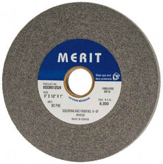 Merit Abrasives - 6" Diam, 1/2" Face Width, 1" Center Hole, Fine Grade, Silicon Carbide Deburring Wheel - Convolute, Hard Density 9 Grade, 6,000 RPM - Benchmark Tooling