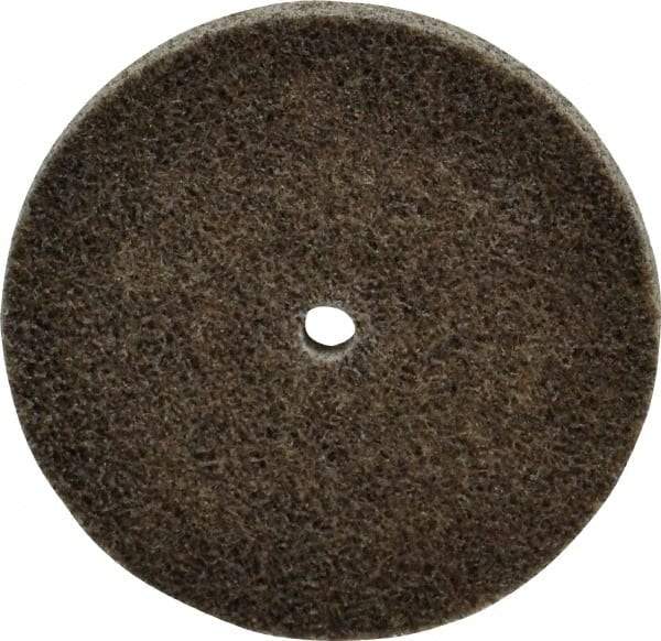Merit Abrasives - 3" Diam, 1/4" Face Width, 1/4" Center Hole, Coarse Grade, Aluminum Oxide Deburring Wheel - Unitized, Hard Density 8 Grade, 18,000 RPM - Benchmark Tooling