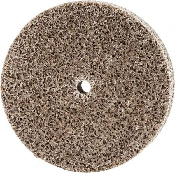 Merit Abrasives - 3" Diam, 1/2" Face Width, 1/4" Center Hole, Medium Grade, Aluminum Oxide Deburring Wheel - Unitized, Hard Density 8 Grade, 18,000 RPM - Benchmark Tooling