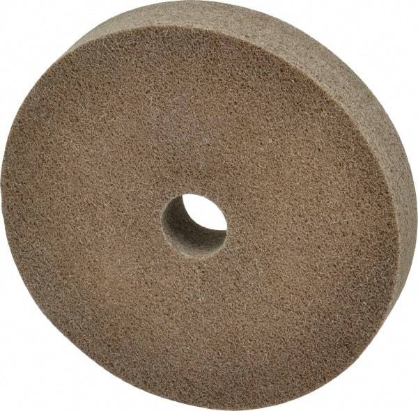 Merit Abrasives - 6" Diam, 1" Face Width, 1" Center Hole, Fine Grade, Aluminum Oxide Deburring Wheel - Unitized, Medium Density 6 Grade, 5,000 RPM - Benchmark Tooling