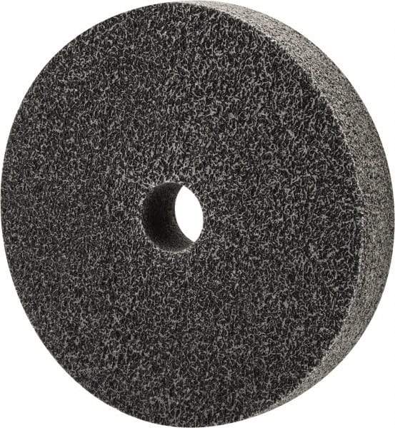 Merit Abrasives - 6" Diam, 1" Face Width, 1" Center Hole, Fine Grade, Silicon Carbide Deburring Wheel - Unitized, Medium Density 6 Grade, 5,000 RPM - Benchmark Tooling