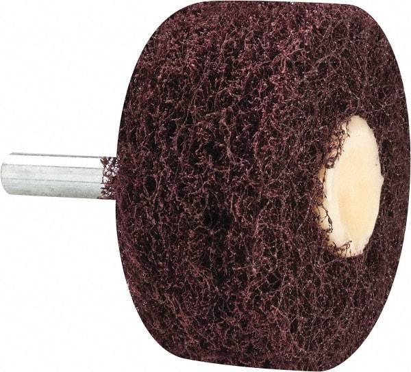 Merit Abrasives - 2" Diam, Medium Mounted Scrubber Buffing Wheel - 3 Ply, Medium Grade, 1/4" Shank Diam, 12,000 RPM - Benchmark Tooling