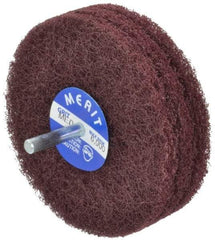 Merit Abrasives - 4" Diam, Medium Mounted Scrubber Buffing Wheel - 3 Ply, Medium Grade, 1/4" Shank Diam, 6,000 RPM - Benchmark Tooling