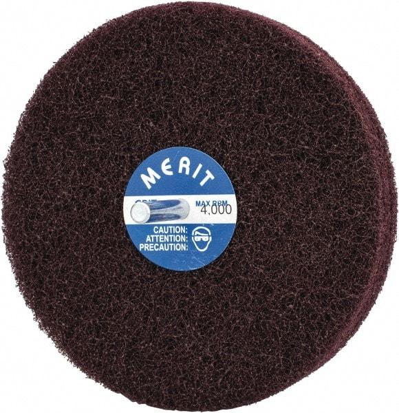 Merit Abrasives - 5" Diam, Medium Mounted Scrubber Buffing Wheel - 3 Ply, Medium Grade, 1/4" Shank Diam, 4,000 RPM - Benchmark Tooling