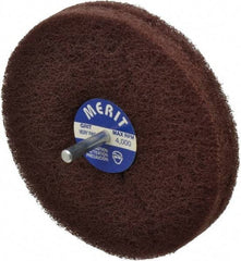 Merit Abrasives - 5" Diam, Medium Mounted Scrubber Buffing Wheel - 2 Ply, Very Fine Grade, 1/4" Shank Diam, 4,000 RPM - Benchmark Tooling